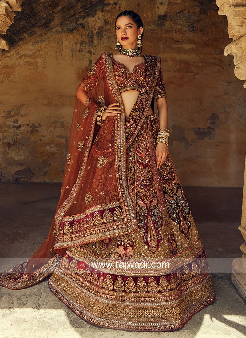 iDress-Designer Bridal wear MAROON colored lehenga Choli-3 –  iDressboutique.in