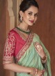 Sea Green Woven Dola Silk Saree With Zari Embroidery