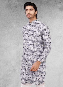 Stylish Black And White Printed Kurta