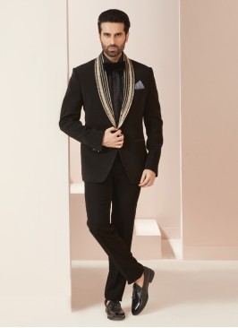 Stylish Black Imported Fabric Suit