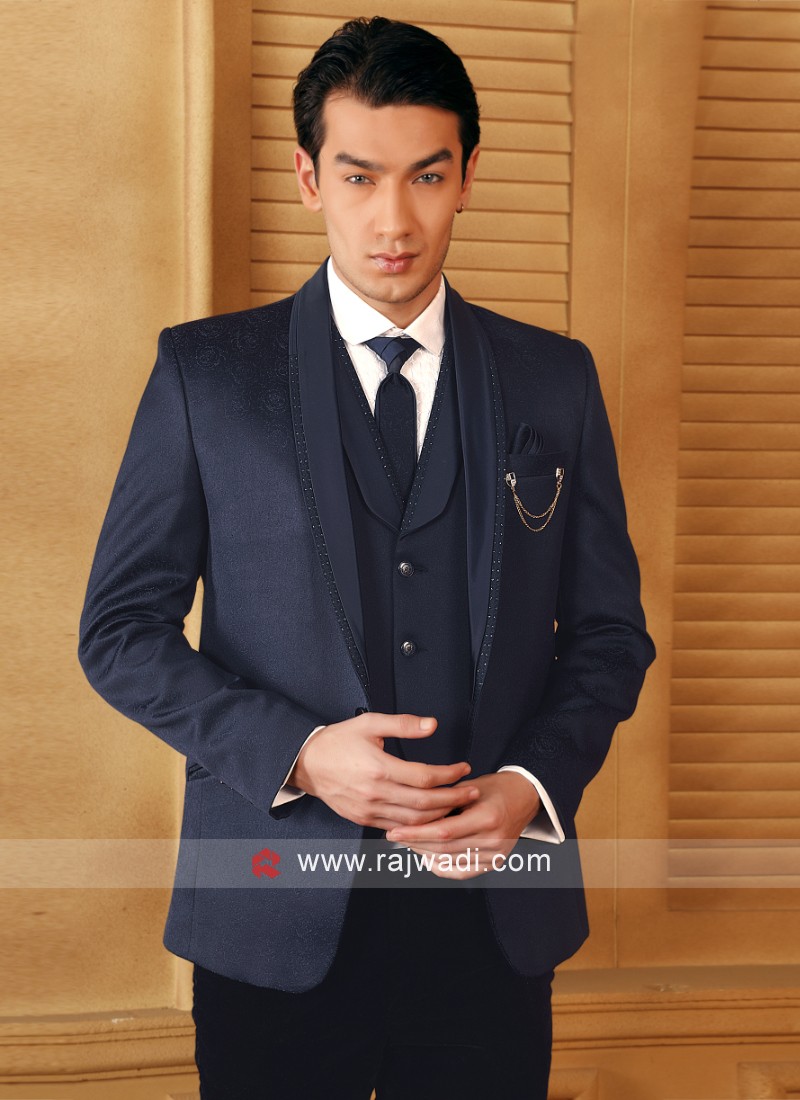 Blue Colour Imported Fabric Mens Tuxedo Suits.