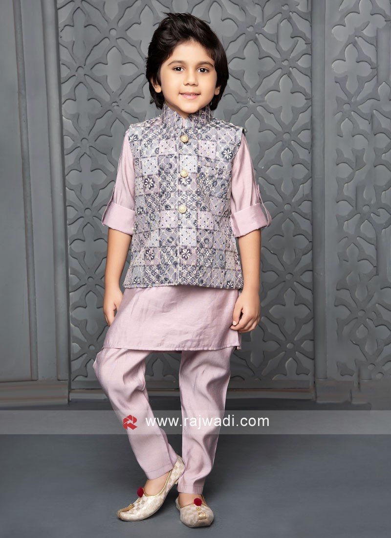 Stylish Cotton Silk Embroidered Nehru Jacket Set