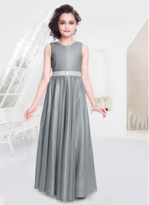 Stylish Grey Glitter Shimmer Fabric Gown