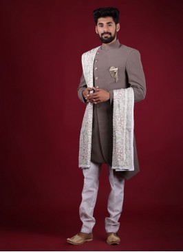 Stylish Indowestern In Dark Grey Color