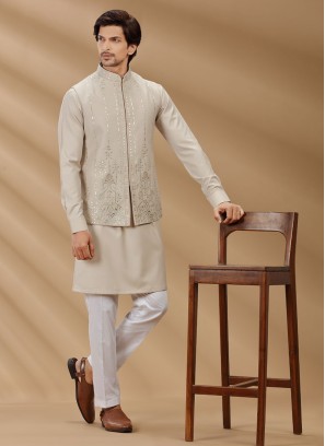 Stylish Ivory Nehru Jacket Set For Men