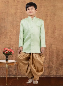 Stylish Jacquard Silk Dhoti Style Indowestern Set