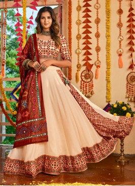 Elegant Beige and Maroon Chaniya Choli