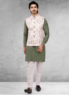 Stylish Nehru Jacket Set In Cotton Silk