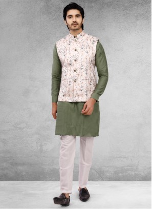 Stylish Nehru Jacket Set In Cotton Silk