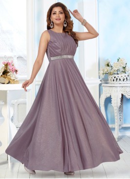 Stylish Onion Pink Glitter Shimmer Fabric Gown