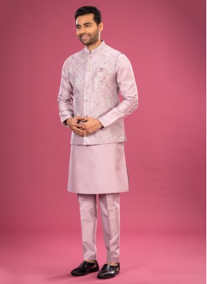 Stylish Onion Pink Nehru Jacket Set