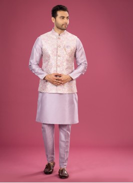 Stylish Onion Pink Nehru Jacket Set For Men