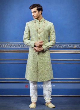 Stylish pista green sherwani