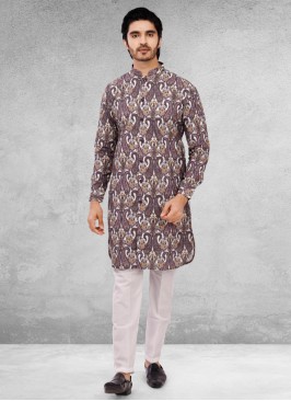 Stylish Printed Cotton Silk Kurta Pajama For Mens