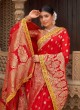 Stylish Red Woven Banarasi Silk Saree