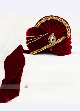 Stylish Velvet Grooms Turban For Wedding