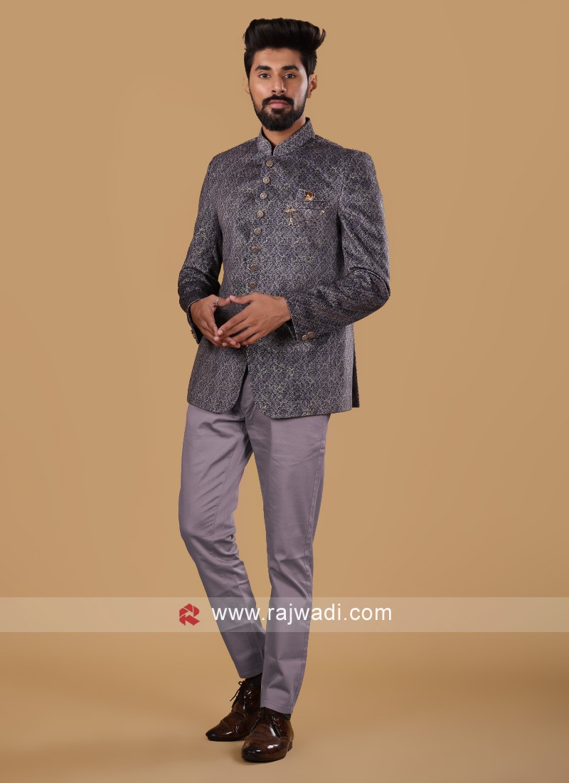 Stylish Velvet Jodhpuri Suit For Wedding