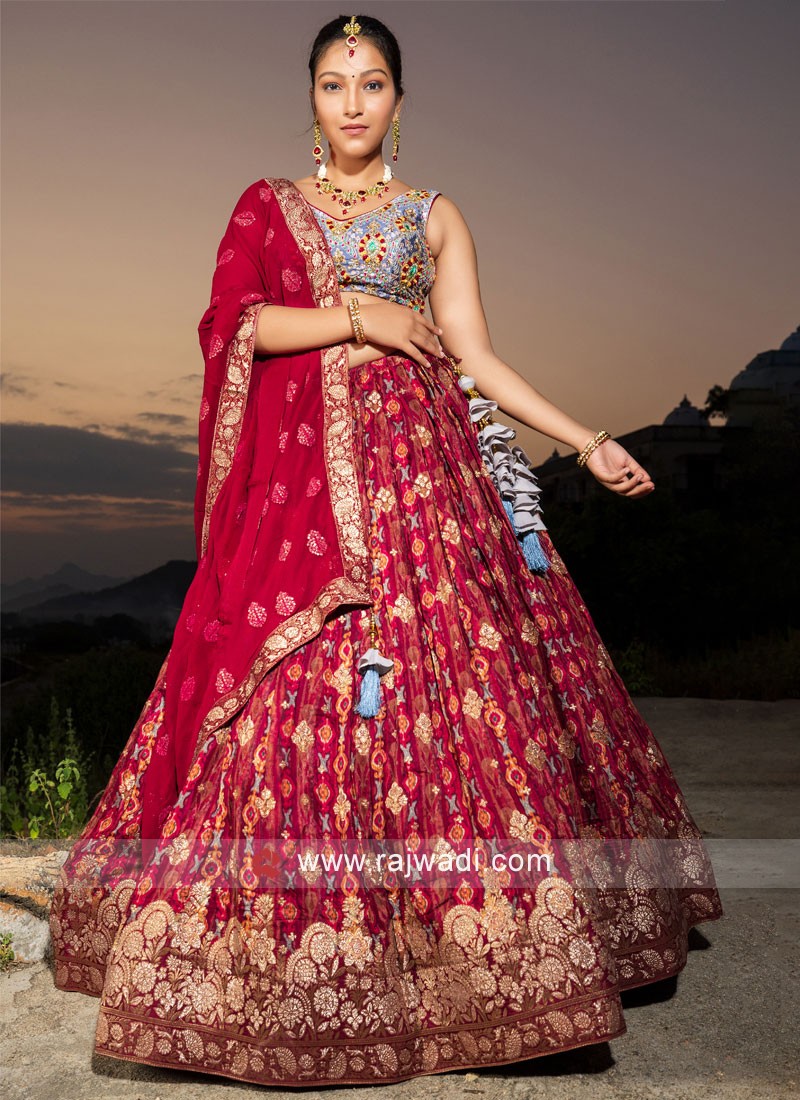 Meena Silk Carfted Printed Lehenga with Pure Bandhani Dupatta style  partywear Lehengacholi Pink at Rs 8999 in Surat