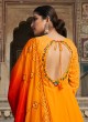 Orange Georgette Sequins Embellished Anarkali Suit