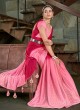 Pretty Pink Rayon Silk Party Wear Saree