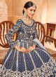 Navy Blue Embroidered Art Silk Anarkali Salwar Kameez