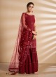 Sunshine Sequins Red Designer Palazzo Salwar Kameez