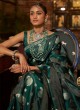 Dark Green Woven Contemporary SIlk Saree