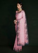 Baby Pink Georgette Lucknowi Designer Saree