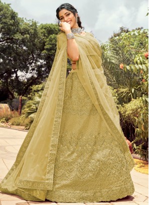 Superlative Organza Patch Border Green Lehenga Choli