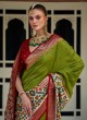 Parrot Green Khatli Work Patola Silk Saree