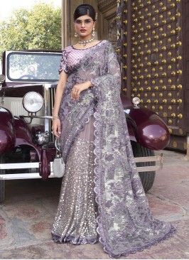 Sequins Embroidered Contemporary Net Saree