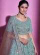 Gorgeous Aqua Blue Mirror Embellished Wedding Lehenga Choli