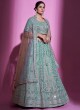 Gorgeous Aqua Blue Mirror Embellished Wedding Lehenga Choli