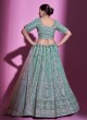 Gorgeous Aqua Blue Mirror Embellished Wedding Lehenga Choli