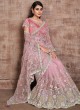 Swanky Net Embroidered Pink Classic Designer Saree