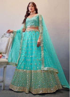 Rama Blue Floral Printed Womens Lehenga Choli