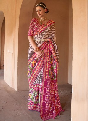 Swanky Weaving Patola Silk  Multi Colour Contemporary Saree