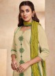 Shagufta Beige And Light Green Color Pant Style Salwar Suit.