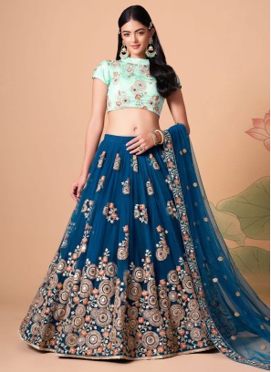 Elegant Blue Net Designer Lehenga Choli