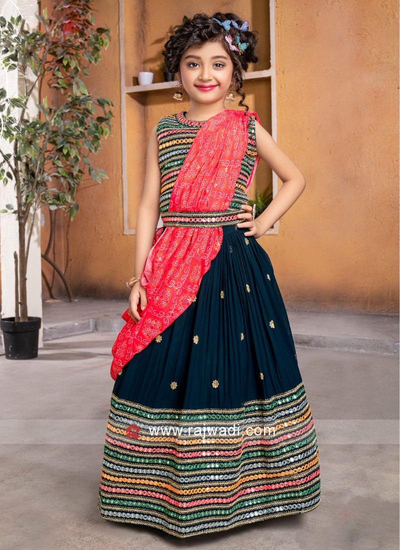 Buy Stanwells Kids Baby Girls Black & Red Silk Readymade Lehenga Choli  Online at Best Prices in India - JioMart.