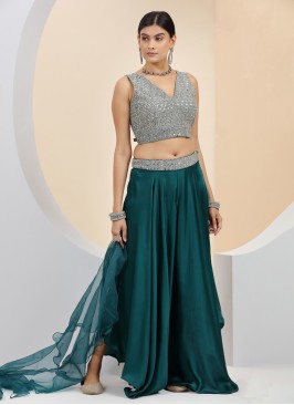 Teal Blue Indowestern set