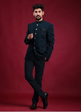 Teal Blue Japan Lachka Jodhpuri Suit