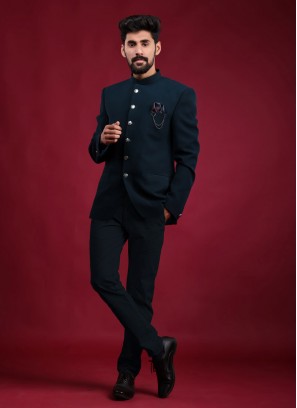 Teal Blue Japan Lachka Jodhpuri Suit