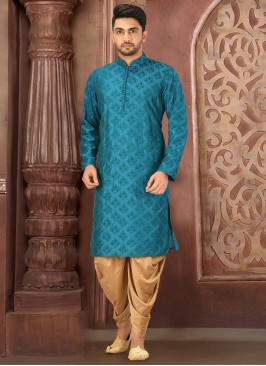 Teal Dhoti Style Kurta Set