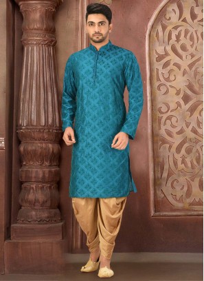 Teal Dhoti Style Kurta Set