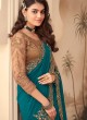 Teal Embroidered Contemporary Style Saree