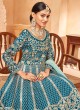 Teal Gota Patti Embroidered Anarkali Salwar Kameez