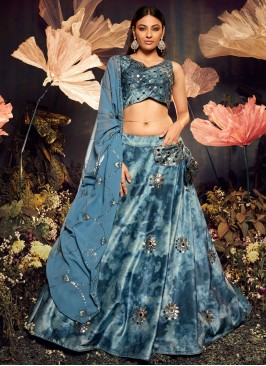 Soothing Aqua Blue Sequins Designer Lehenga Choli