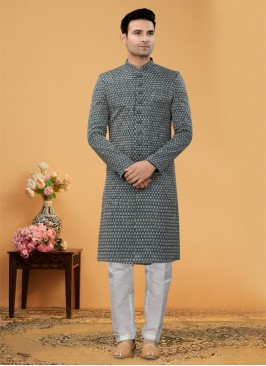 Thread Embroidered Indowestern Set For Men