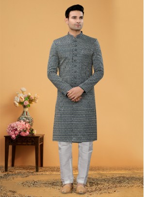 Thread Embroidered Indowestern Set For Men